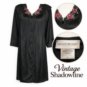 Vintage‎ Nightgown Bla K Ros3 duster L